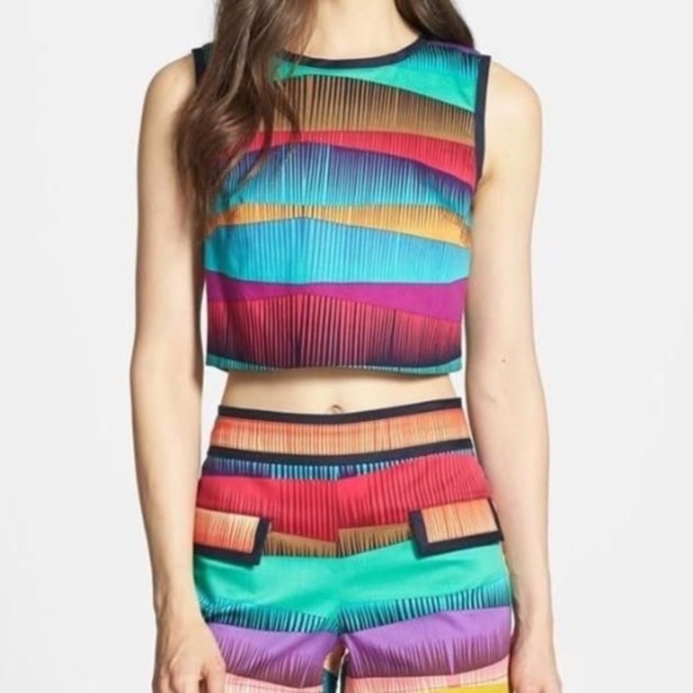 Trina Turk Crop Top Geometric Multi-Colored Size 0
